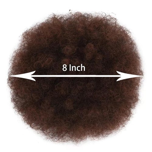 HEVAYO KISS Afro Puff Ponytail for Black Women, Black Mixed Brown #1BT33 Short Synthetic Kinky Curly Bun Hair Extensions, Updo Hairpieces for Black Women Girls (#1BT33)