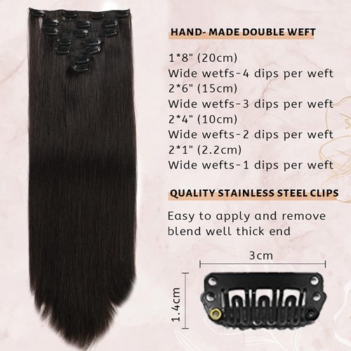 Natural Black Hair Extensions Clip in Human Hair For Women 70g 100% Remy Virgin Human Hair Clip In Extensions Double Weft Clips Straight Soft Hair No Tangles 12inch
