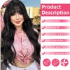Black Wig With Bangs Long Wavy Wig for Women Curly Wavy Hair Wigs Heat Resistant Synthetic Curly Natural Black Wigs Hair Replacement Wigs for Girls Daily Party Use 24inch(Black)