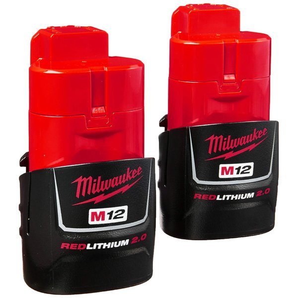 Milwaukee (2-Pack) 48-11-2420 M12 REDLITHIUM 2.0 Compact Battery Packs