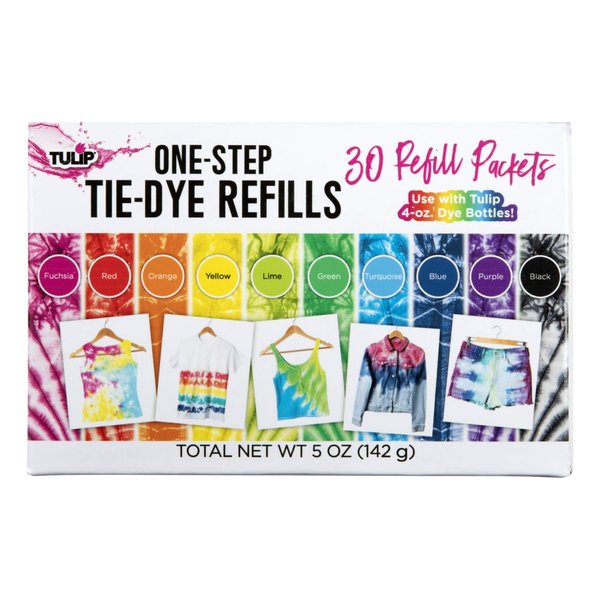 Tulip One-Step Tie-Dye Kit Refills, Rainbow Tie Dye, Multicolor, 30 Pack