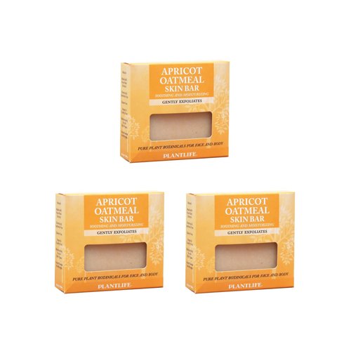 Plantlife Apricot Oatmeal 3-Pack Bar Soap - Moisturizing and Soothing Soap for Your Skin - Hand Crafted Using Plant-Based Ingredients - Made in California 4oz Bar