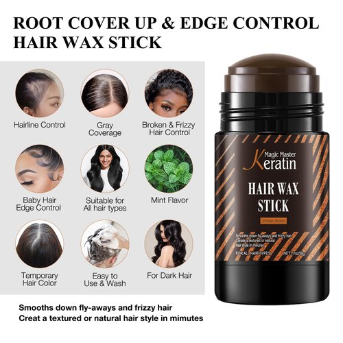 Comblor Medium Brown Hair Wax Stick for Hair Wigs Edge Control Stick, Root Cover Up Stick