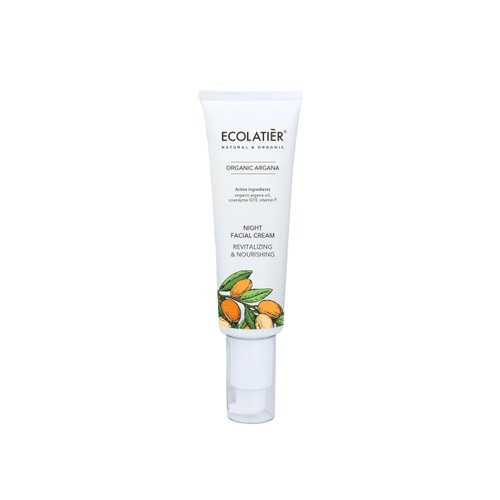 ECOLATIÈR Night Face Cream, Organic Argan, Natural Cosmetics, Ecolatier, 50 ml, Revitalising & Nourishing, Vitamin A, E, C, Shea Butter, Deep Care & Overnight Recovery, Vegan