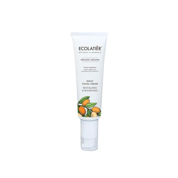 ECOLATIÈR Night Face Cream, Organic Argan, Natural Cosmetics, Ecolatier, 50 ml, Revitalising & Nourishing, Vitamin A, E, C, Shea Butter, Deep Care & Overnight Recovery, Vegan