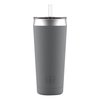 Ello Beacon Vacuum Insulated Stainless Steel Tumbler with Optional Straw, 24 oz, Grey