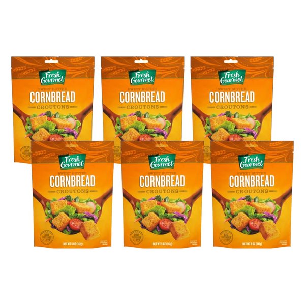 Fresh Gourmet Premium Croutons, Sweet Butter Cornbread, 5 Ounce (Pack of 6)