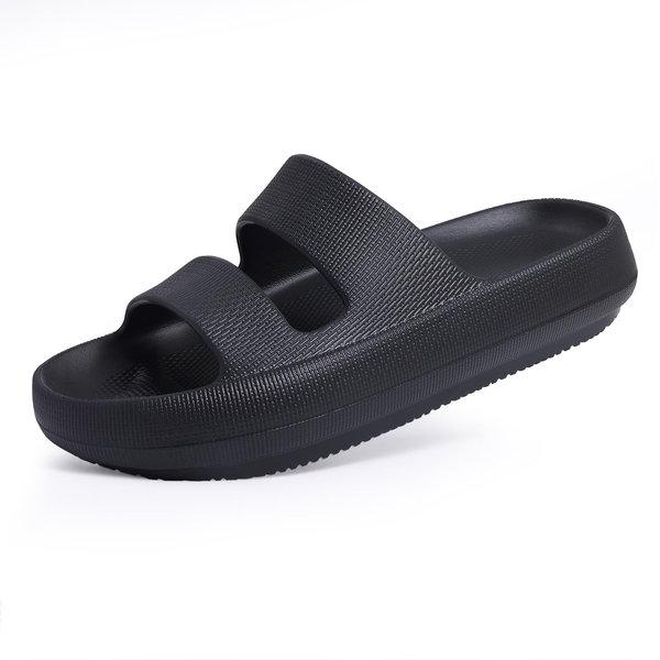 shevalues Arch Support Slide Sandals for Women Pillow Soft Recovery Slip on Sandals Lightweight Summer Cloud Slippers for Plantar Fasciitis Black 39