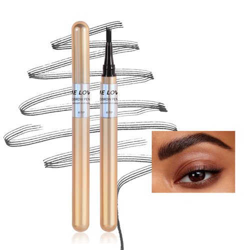 Black Eyebrow Pencil Waterproof Smudge Proof Brow Pencil With A Micro-Fork Tip Applicator Creates Natural Looking Brows Long Lasting Sweat-Proof Eyebrow Makeup Four-Fork Liquid Eyebrow Pencil Makeup Fills Brows Eyebrow Definer Pencils(04# Black)