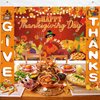Thanksgiving Banners with 3 Pcs 71x43 Inch Happy Thanksgiving Backdrop & Give Thanks Porch Signs Hanging Ribbon for Door/Wall/Yard Decorations, Fall Party Supplies, Photography Background