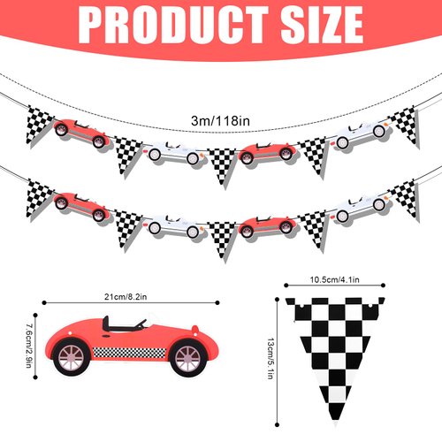 2 Pcs Vintage Racing Banners, Racing Birthday Decorations Racing Birthday Banner Checkered Banner Decoration Race Car Theme Party Banner for Racing Themed Birthday Party Supplies