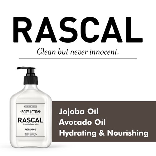 Rascal Body Lotion for Men - Avocado Oil & Jojoba Oil 13.3 Ounce