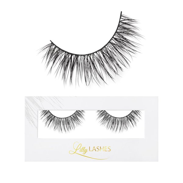 Lilly Lashes Luxe in Lite Mink Lashes | Wispy Lashes Mink | Natural Looking Lashes | False Eyelashes | Mink Cat Eye Lashes | Strip Lashes | Fake Lashes 13mm length, Reusable Up to 15 Wears