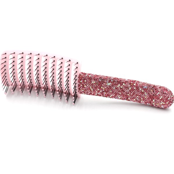 Bestbling Bling Styling Hair Smooth and Detangle Hair Brush for Women, Girl, Men, Arc-shaped Spareribs Comb (Pink)
