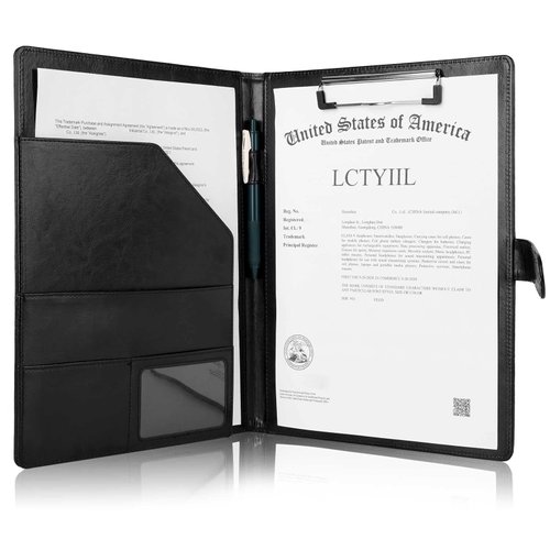 Tiankool Padfolio Portfolio Folder Binder -Faux Leather Portfolio Folder with Cover for A4 Notepad Holder, Business Portfolio for Resume, Legal Pad, Interview, Letter-size Padfolio for Women/Men,Black