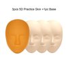 Healthcom 3 Pcs 5D Facial Tattoo Skin Practice Head Silicone Fake Facial Training Skin with 1 Support Base Eyebrow Eyeliner Lips Model Microblading Permanent Makeup for Beginners and Artists
