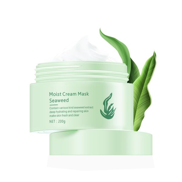 Grospe Seaweed Face Moisturizer, Seaweed Face Mud Mask Deep Hydrating Face Cream for Women Oil-Water Balance Facial Moisturizer for Oily and Dry Skin Repairing Barrier and Nourishing Skin,7.05Oz