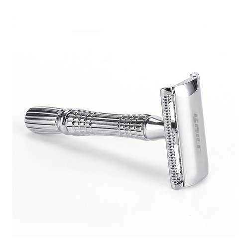 BAILI Classic 3-Piece Double Edge Safety Razor Wet Shaving for Men Women with Platinum Blade and Mirrored Travel Case BD176