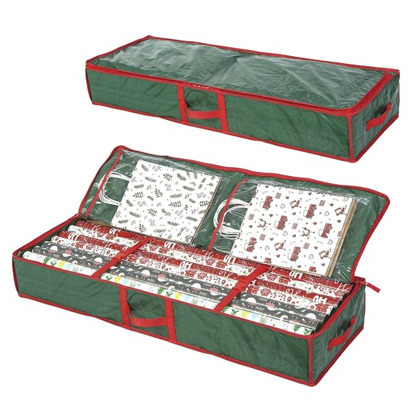Sattiyrch Underbed Gift Wrap Organizer,Gift Wrapping Paper Storage Container,Holds up to 20 Rolls,41W x 14D x 6H (Green)