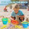 TOY Life Collapsible Sand Toys for Toddlers 1-3, 3 Packs Collapsible Buckets with Shovels, Collapsible Beach Toys for Kids Ages 4-8 8-12, Foldable Buckets, Toddler Beach Toys, Sandbox Toys for Kids