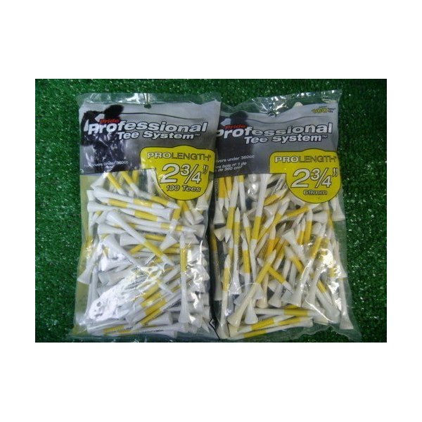PRIDE GOLF SYSTEM PRO LENGTH-PLUS 2 3/4 WHITE GOLF TEES 2 BAGS