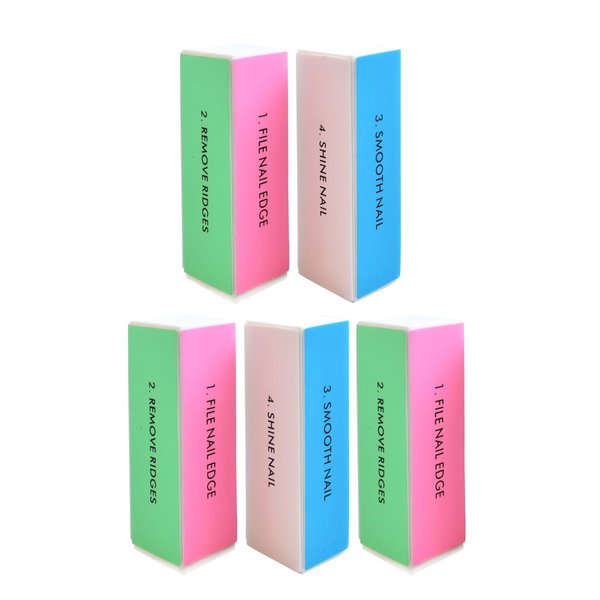 GlossyVisus 4 Way Nail Buffer Blocks,4 in 1 Shine Polishers and Buffing Nail Files for Manicure, Nail Care Tool DIY&Salon Use (5PCS)