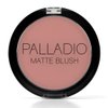Palladio Matte Blush, Brushes onto Cheeks Smoothly, Soft Matte Look and Even Finish, Flawless Velvety Coverage, Effortless Blending Makeup, Flatters the Face, Convenient Compact, Peach Ice