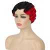 Tseses Finger Wave Wig Short Black and Red Nuna Wigs for Women Synthetic Hair Curly Wigs Cosplay Costume Fancy Halloween Dress With Wig Cap