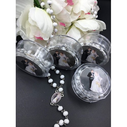YRP Our Wedding / Nuestra Boda Wedding Guest Gifts Memories, White Rosaries 12 Party Pack