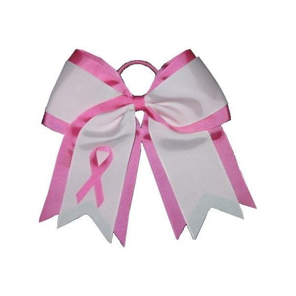 NEW "BREAST CANCER Ribbon" Cheer Hair Bow Pony Tail 7 Inch Girls Cheerleading Practice Games School Uniform Hairbow Grosgrain Ribbon Awareness Event Pink Out Game