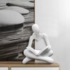 AMAHPSPE Thinker Statue Reading Women Figurine Abstract Art Sculpture Home Decor Modern White Decor Accents White Thinker Figurines for Living Room Shelves Bookshelf Office Shelf Desktop Decor
