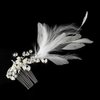 Vintage White Feathers & Crystal Wedding Bridal Special Occasion Hair Comb