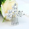 PTORIZNY Wedding Rhinestone Hair Comb Crystal Bride Hair Combs Silver Bridal Side Hair Combs Wedding Bride Hairpiece Hair Accessories for Women (Silver)