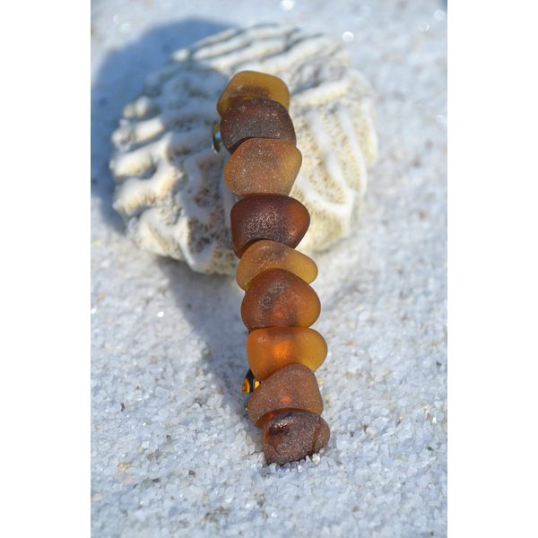Layered Brown Sea Glass Hair Clip