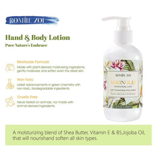 ROMIIE ZOI Daily Hand & Body Lotion with Moisturizing Shea Butter - Magnolia - 236 ML / 8 FL OZ