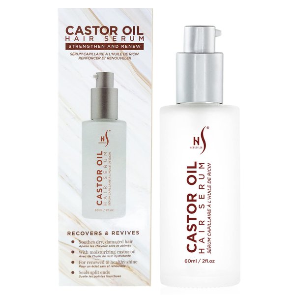 HerStyler Castor Oil Hair Serum for Hair Growth - Hair Shine Serum with Vitamin E - Hair Growth Serum - Hair Serum Heat Protectant - Vitamin E Hair Serum for Silky Hair