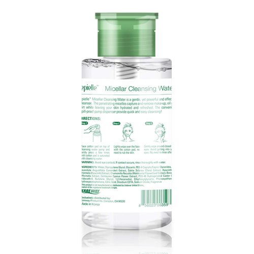 Epielle Micellar Cleansing Water | Makeup Remover for All Skin Types | Gently Cleanses Skin | 8 Fl Oz (1 Pack) | Ideal for Beauty Gifts, Spa Days, Gift Sets | Korean Skincare