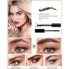 Eyebrow Stamp Stencil Kit-2 Colors One Step Brow Makeup Set with 1 Clear Eyebrow Setting Gel, 24 Brow Stencils, 1 Brush & 1 Razor, Long Lasting Waterproof Brow Makeup for women (Medium Brown & Brown)