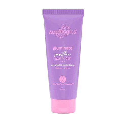 Aqualogica illuminate+ Smoothie Face Wash with Wild Berries & Alpha Arbutin for Gently Exfoliates & Hydrates Skin | For Combination & Dry Skin -100ml