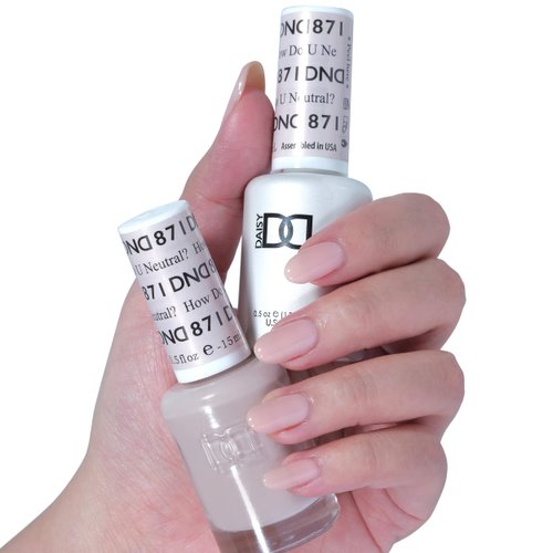 DND Gel Polish Set, Sheer Collection, UV/LED Gel Polish and Air Dry Nail Lacquer, Matching Chip-Free Polish Duo, 871 How Do U Neutral?, 0.5 Fl Oz