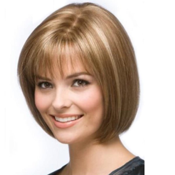 XIUFAXIRUSI XIUFAXIRUSI Highlight Blonde Bob Wigs for White Women Short Straight Bob Wig with Cute Bangs Chin Length Synthetic Wig for Daily,Party Use