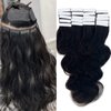 Body Wave Tape in Hair Extensions Human Hair 26 Inch Invisible Tape in Tracks Hair Extensions Curly Tape ins for Black Women Human Hair PU Weft Tape in Human Hair Extensions 20 Pieces Tape ins Hair