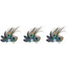 Veemoon 3pcs Butterfly Faux Peacock Feather Hair Clip,Pins with Artificial Pearl Rhinestones Feather Hair Clip Pin for Women Bridal Wedding Party