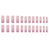 Hkanlre Pink Press on Nails Square Long Fake Nails Tips Full Cover Gradient False Flower Nails for Women and Girls 24PCS