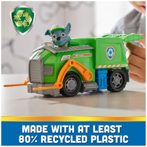 Paw Patrol, Rocky’s Recycle Truck, Toy Truck with Collectible Action Figure, Sustainably Minded Kids Toys for Boys & Girls Ages 3 and Up