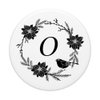 Cell Phone Pop Out Holder,Black and White Floral Letter O PopSockets Grip and Stand for Phones and Tablets