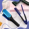 CHENGU Hair Straightening Comb, 2 Pcs Boar Bristles Clamp Double Sided Brush & V Shaped Styling Hair Comb, for Straightening Knotty Unkempt Hair (Blue, Black)