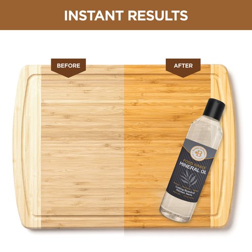 Food Grade Mineral Oil - 12oz Cutting Board Oil - Butcher Block Oil to Maintain Wood Cutting Board Conditioner, Protects and Restores Wood, Bamboo, and Teak Cutting Boards and Utensils. by: Bambüsi