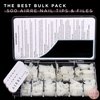 500 AIRRE Pro Acrylic Nail Tips & 3 Files with Box - (10 Sizes) French Square Half Cover False Nails. For Salons MUA & Home DIY. Use: Cut, File & Shape, UV/LED Gel, Polish & Nail Art (Colour: Natural)