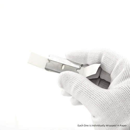 FOSHIO 100PCS Stainless Steel Single Edge Razor Blades, Individually Wrapped Blades for Razor Blade Scraper, Removing Labels, Stickers, Decals, Gasket, Cleaning Glass Stove Top, Window